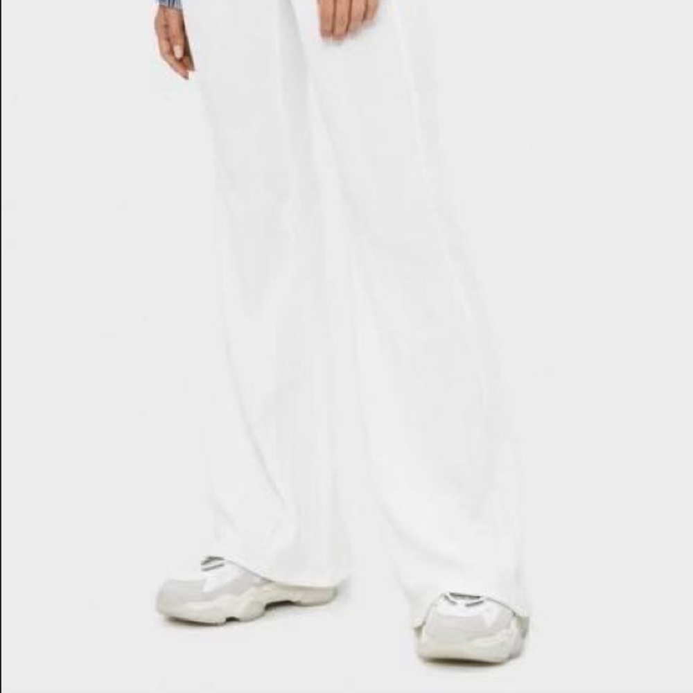 Bershka white ribbed flare pant